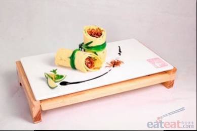 葱蓉煎饼卷茶树菇