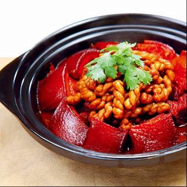 麻花面筋红烧肉