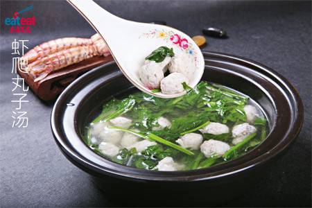 虾爬丸子汤