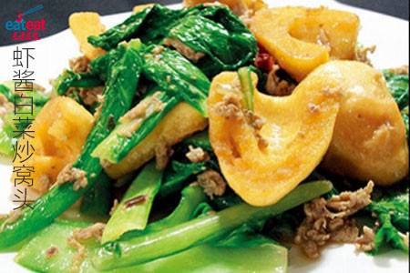 虾酱白菜炒窝头