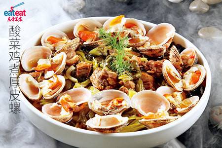酸菜鸡煮厚皮螺