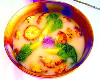 火腿菜心豆腐圆