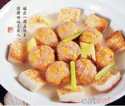 香煎豆腐煮玉米丸