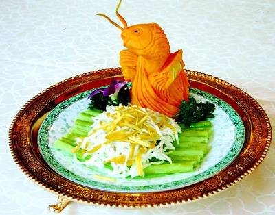 菊花芥兰炒鱼丝