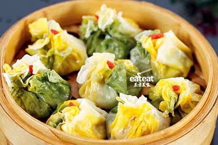 晶莹剔透的翡翠烧麦！