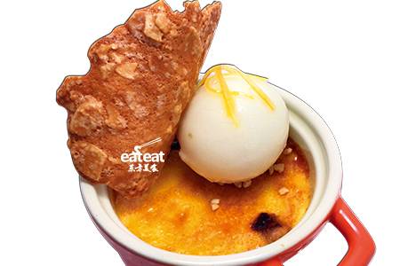 法式焦糖炖蛋配青柠雪酪