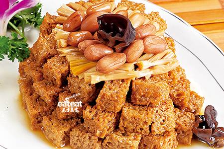 花生菜花卤冻豆腐
