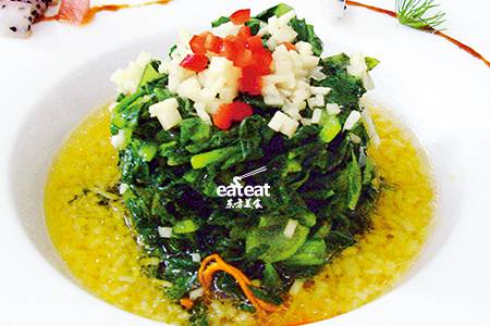 姜汁菜心虫草花：酸甜姜汁降温快