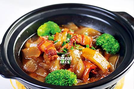 山芋粉烧肉：炒至透明再关火！