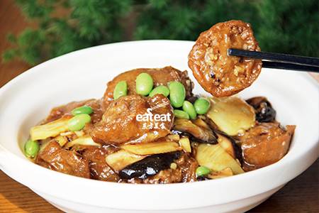 双冬面筋煲：面筋夹肉馅！