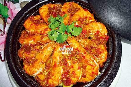 生啫海青虾：生啫酱焗10分钟！