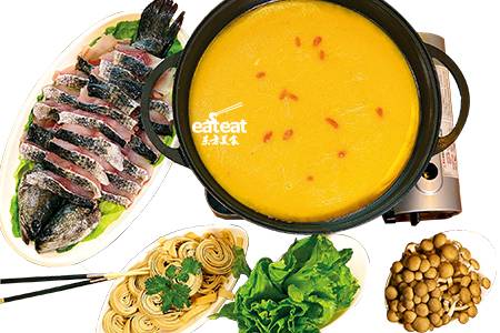 金汤涮鱼：南瓜泥上色！