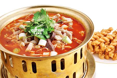 羊杂泡麻花：炝好油辣子!