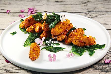 薄荷炒桃花水豆腐