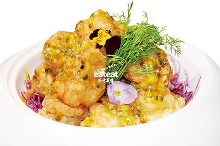 百香果酱脆皮虾球