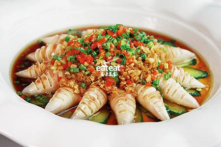 蒜蓉蒸籽乌：生蒜蒸色洁白！