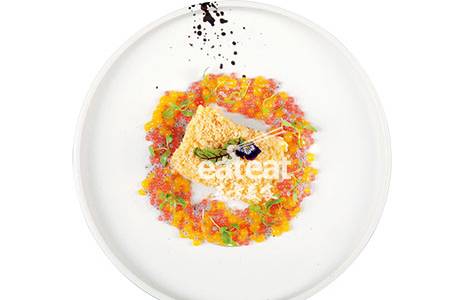 低温蒜香挪威三文鱼佐鱼子酱