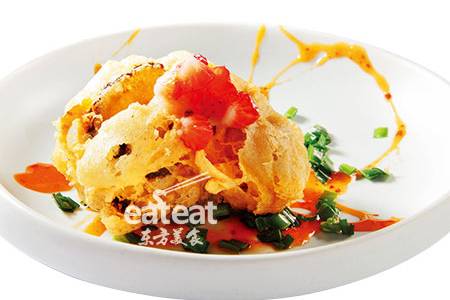 韭香炸生蚝:分次加色拉油调糊!