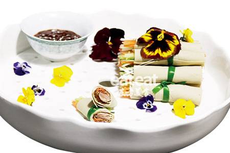 三素熏鸭百叶卷：酱汁不加油！