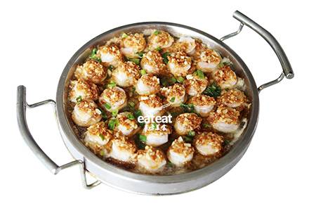 铁板杏鲍菇虾球：金银蒜增香味！