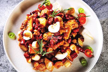 新意宫保蘑菇荔枝鸡