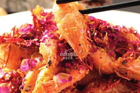 玫瑰芥香虾：芥末油提味