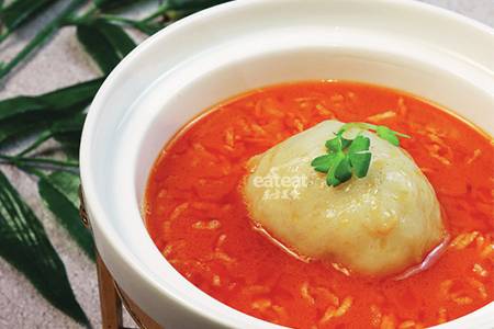 手工白鱼腐配虾汤泡饭