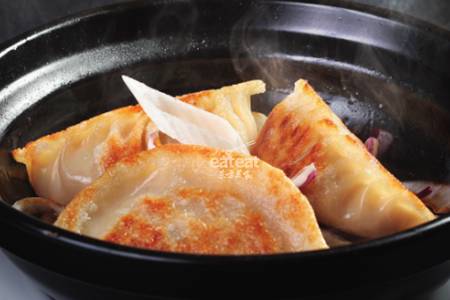 沙锅煎鸡肉饺