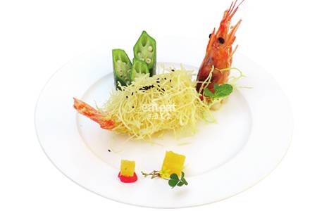 口味酱配薯丝虾