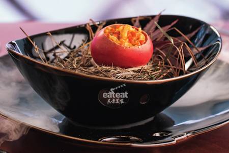 鸟巢虾汤蒸帝王蟹