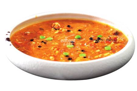 蟹粉龙筋粟米羹配分子黑醋