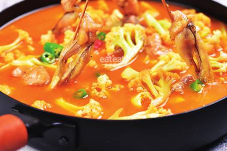 有机花菜煮牛蛙