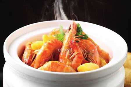 土豆焖黑虎虾