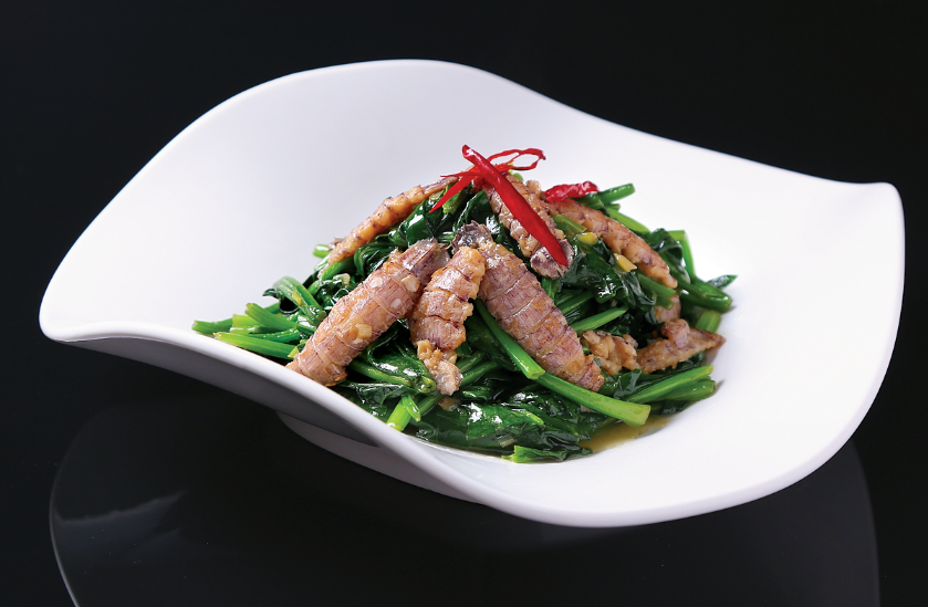 菠菜炒爬虾肉